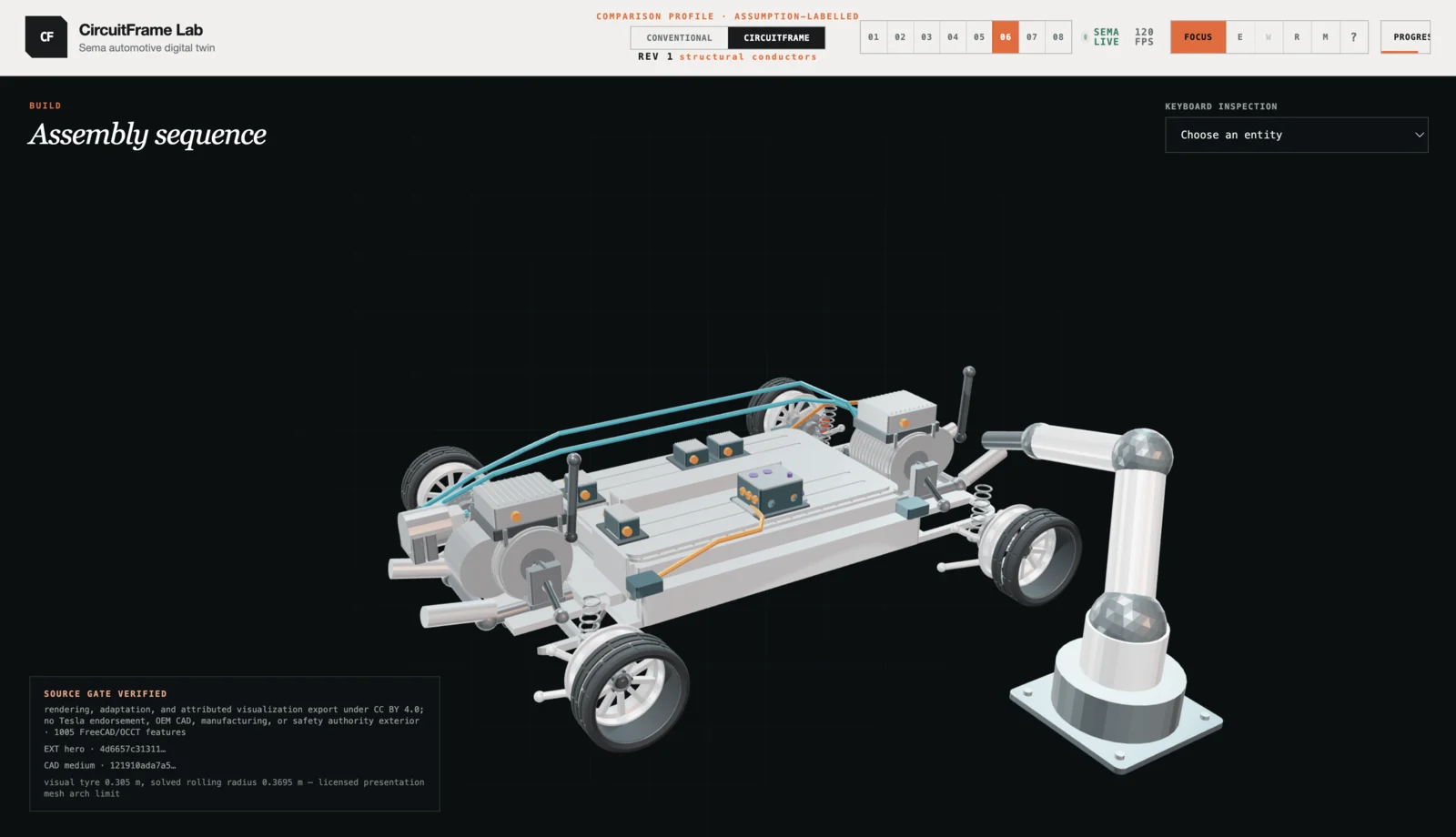 CircuitFrame assumption-labelled vehicle assembly reconstruction